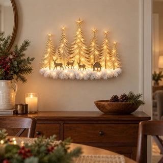 Meraldo™ SnowWood – Verlicht winterbos voor aan de muur