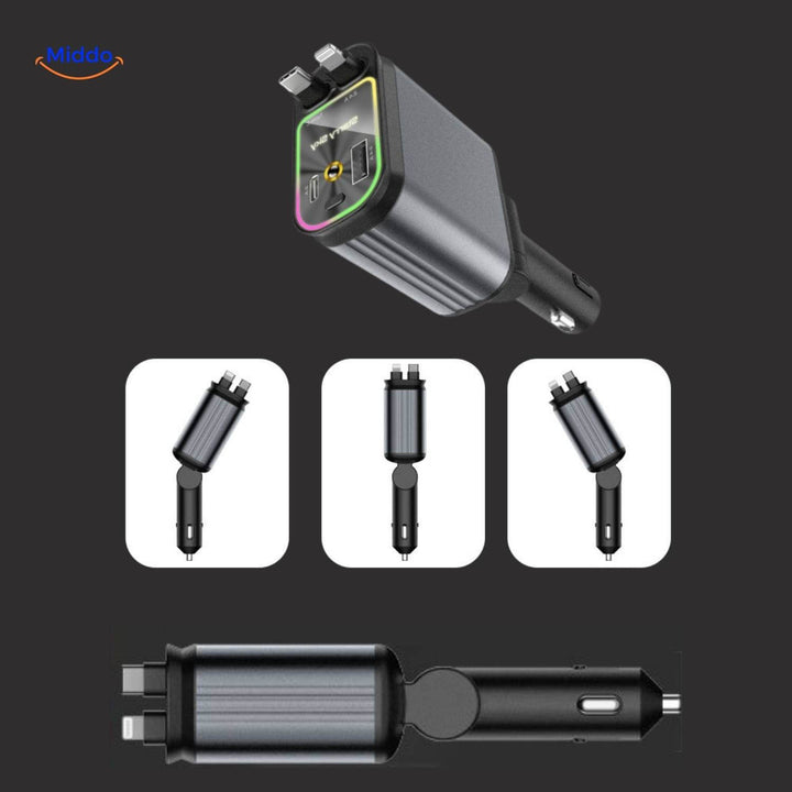Meraldo™ ChargeStar – 4-in-1 autolader met sterrenhemel-licht