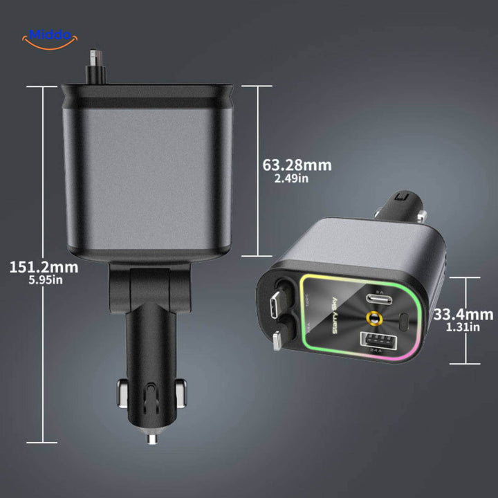 Meraldo™ ChargeStar – 4-in-1 autolader met sterrenhemel-licht