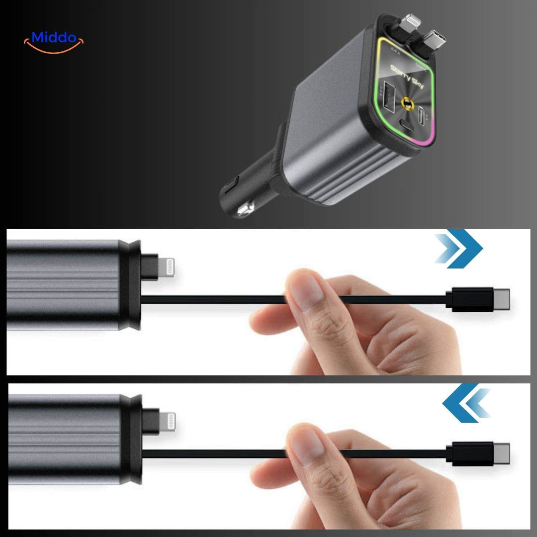 Meraldo™ ChargeStar – 4-in-1 autolader met sterrenhemel-licht