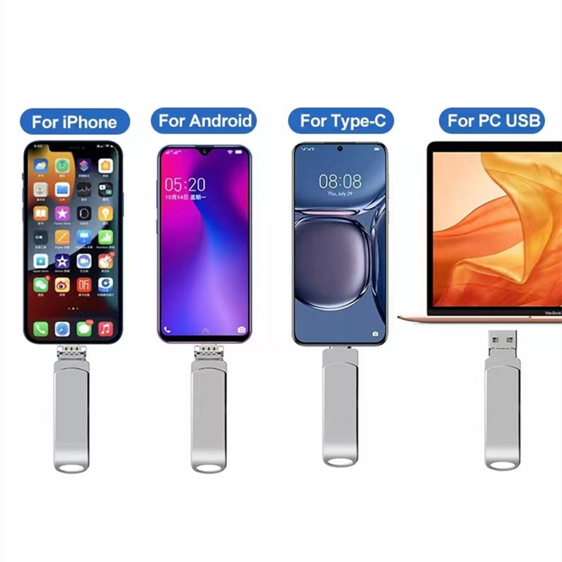 Meraldo™ FlexDrive – 4-in-1 USB-stick voor telefoon &amp; laptop