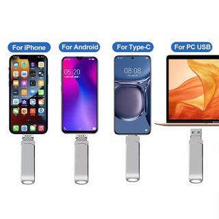 Meraldo™ FlexDrive – 4-in-1 USB-stick voor telefoon &amp; laptop