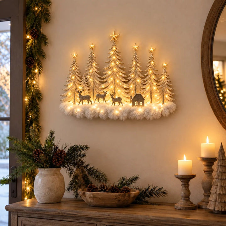 Meraldo™ SnowWood – Verlicht winterbos voor aan de muur