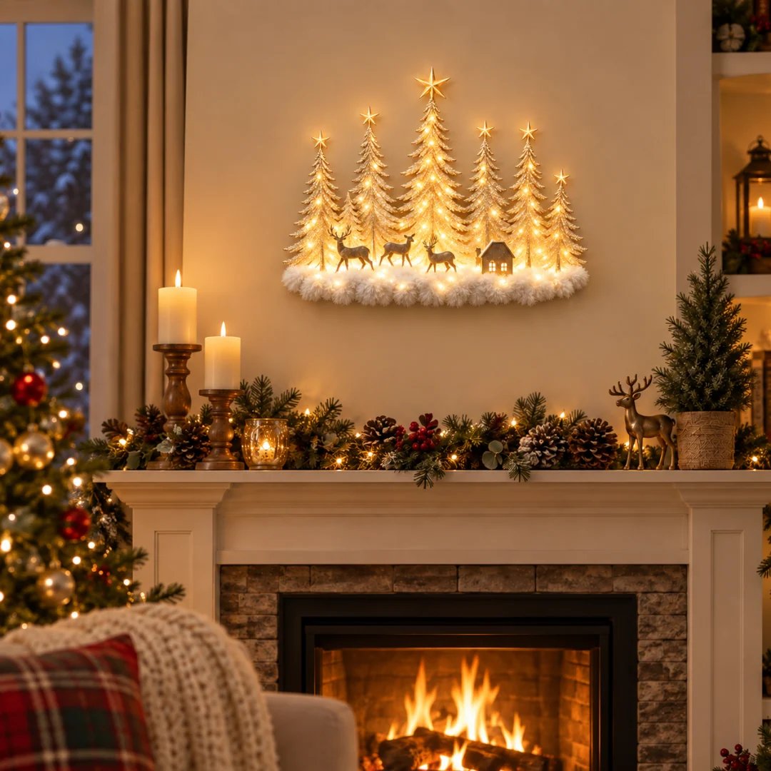 Meraldo™ SnowWood – Verlicht winterbos voor aan de muur